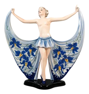 Art Deco Posing Revue Dancer attributed to Josef Lorenzl for Goldscheider, 1940
