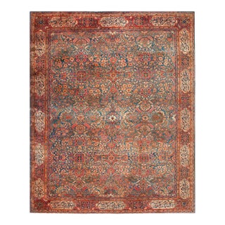 Wonderful Blue Color Background Fine Sarouk Farahan Style Antique Persian Rug For Sale