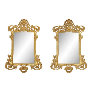 Pair of Large Late 20th Century Contemporary Giltwood Mirrors in Antique Louis XV Style