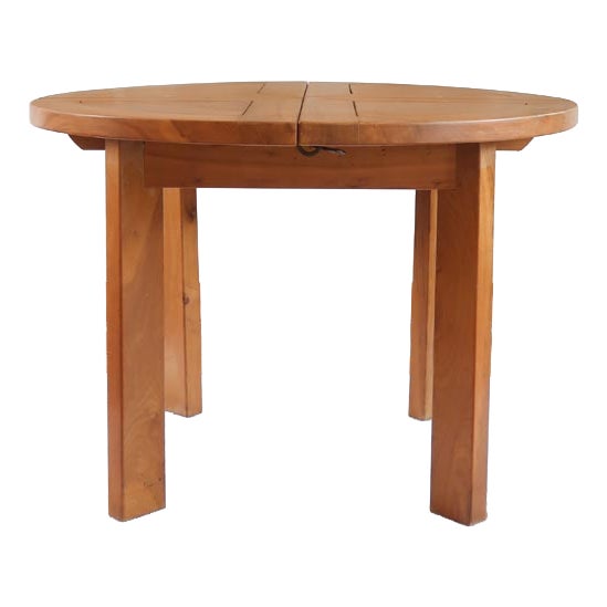Round Extending Dining Table in Elm attributed to Maison Regain, France, 1980s For Sale