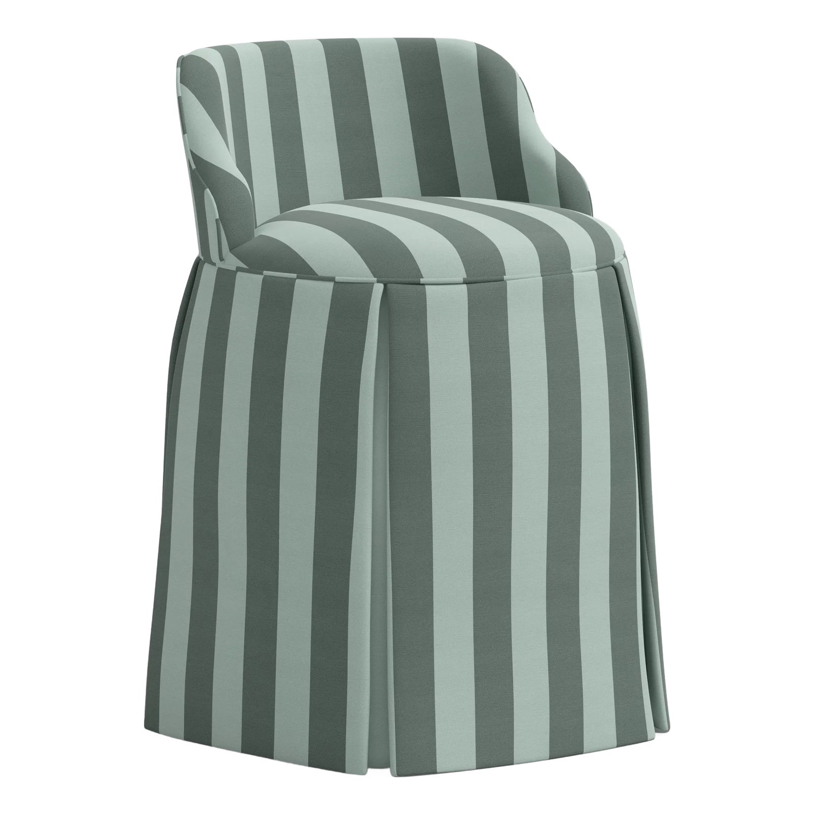 Spritely Home Uptown Skirted Vanity Chair in Canopy Stripe Tonal Teal ...