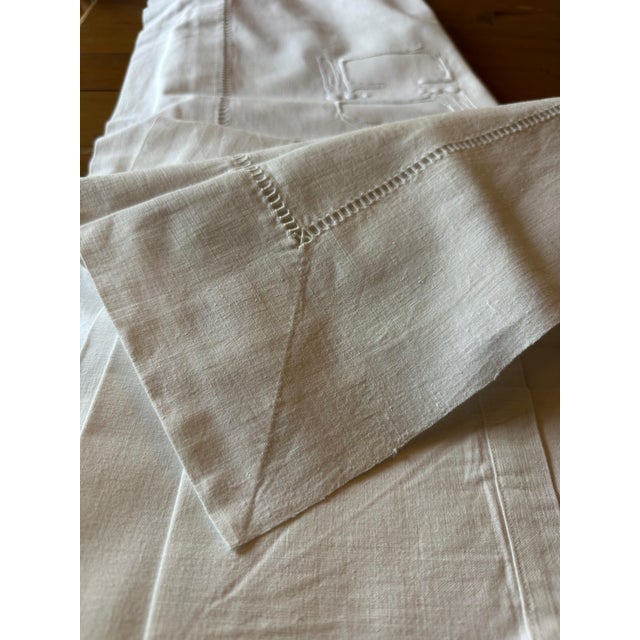 Antique French Linen Sheet Co Monogram Ladder Work White Trousseau Linen Bed Sheet Circa 1920 the Paris Apartment For Sale - Image 9 of 13