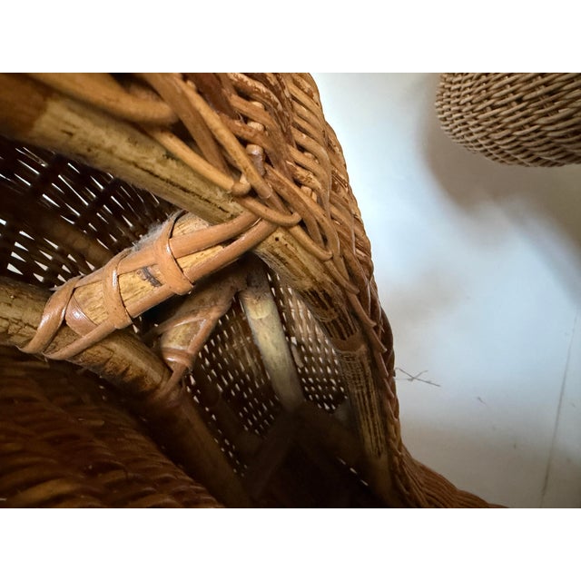 Modern 1960s Modern Sculptural Wicker Chairs a Pair For Sale - Image 3 of 10