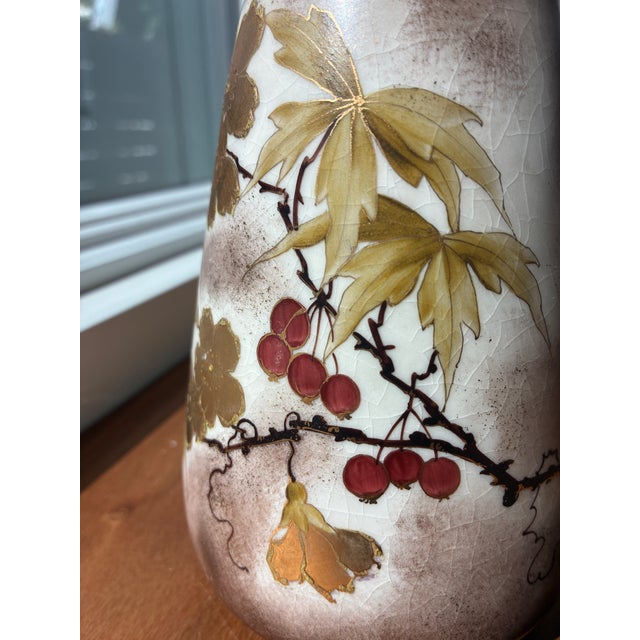 Antique Alfred Stellmacher art pottery vase from Turn-Teplitz, Bohemia, dating to the late nineteenth century. The vase...