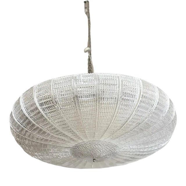 Striped Transparent Murano Glass Pendant by Simoeng For Sale