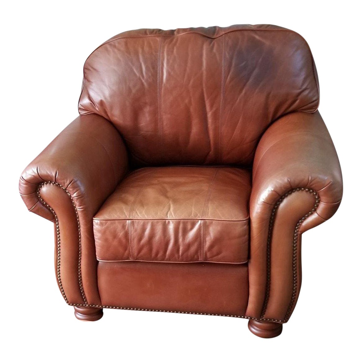 Mid Century Leather Cigar Club Chair Distress Firm Last Markdown Chairish