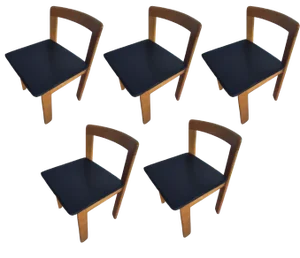 Vintage National Walnut and Bulgarian Leather Incanto Model Chairs from Parma, Set of 5