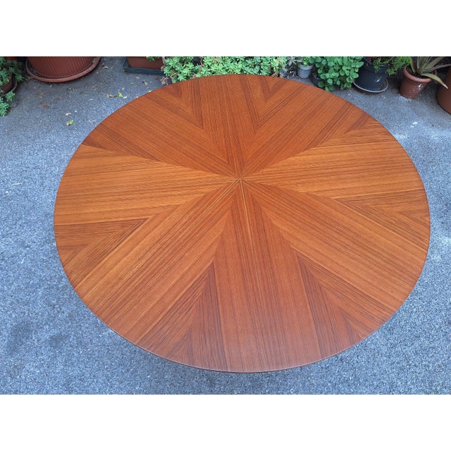 1950s Dining Table in Iron with Brass Finishes and Segmented Wooden Top by Ignazio Gardella for Azucena, 1950s For Sale - Image 5 of 11
