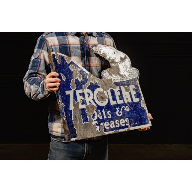 American Antique Zerolene DSP Flange Sign For Sale - Image 3 of 8