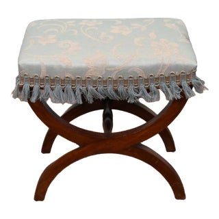 Regency Style X Frame Stool in Mahogany For Sale