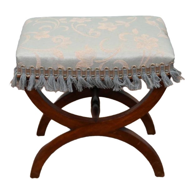 Regency Style X Frame Stool in Mahogany For Sale