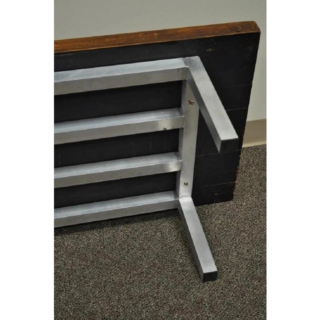 Vintage Industrial Modern Reclaimed Butcher Block Aluminum Base 60" Coffee Table For Sale - Image 11 of 12