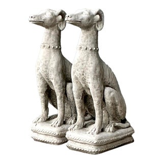 Vintage Cast Concrete Dogs - A Pair For Sale