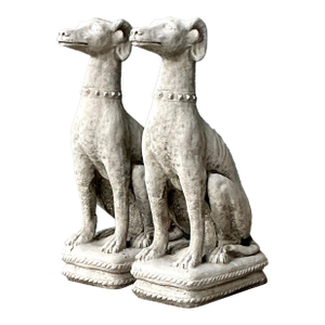 Vintage Cast Concrete Dogs - A Pair