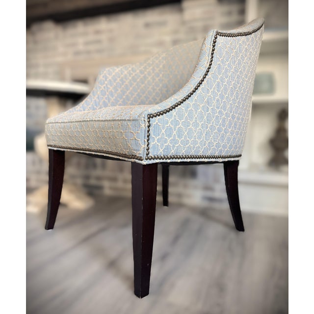 Custom Pair Upholstered Quartrefoil Club Accent Chairs For Sale In Chicago - Image 6 of 11