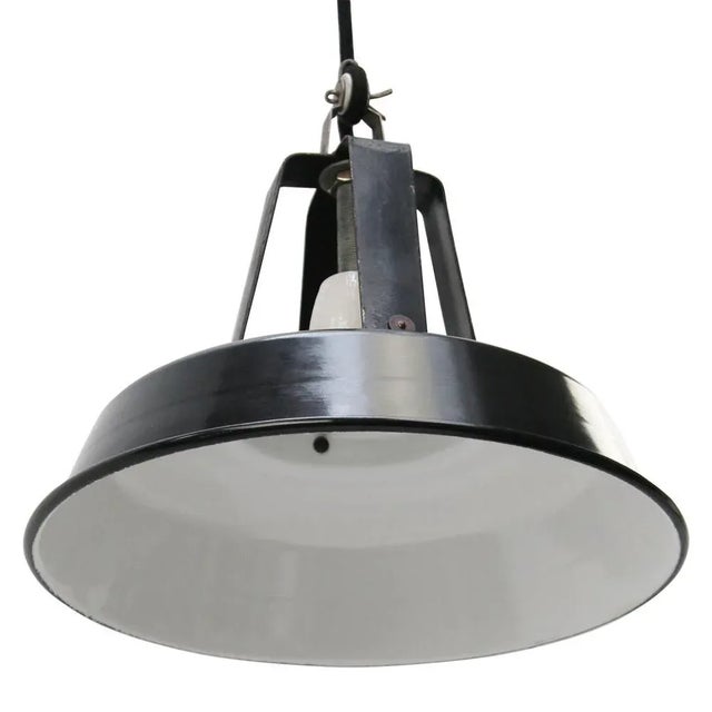 Industrial Vintage French Industrial Black Enamel Pendant Light from Mazda For Sale - Image 3 of 5