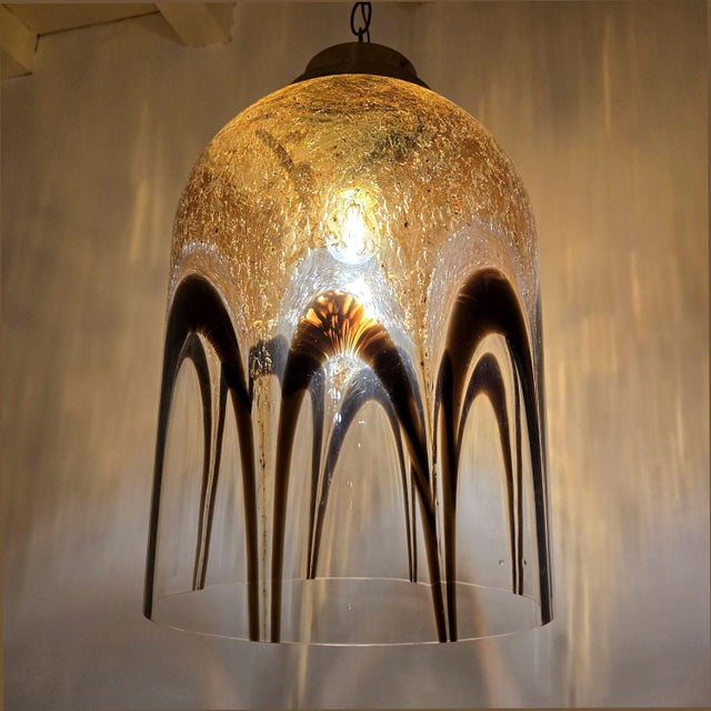 Mazzega Murano 1970s Murano Glass Pendant Chandelier- Italy For Sale - Image 4 of 13