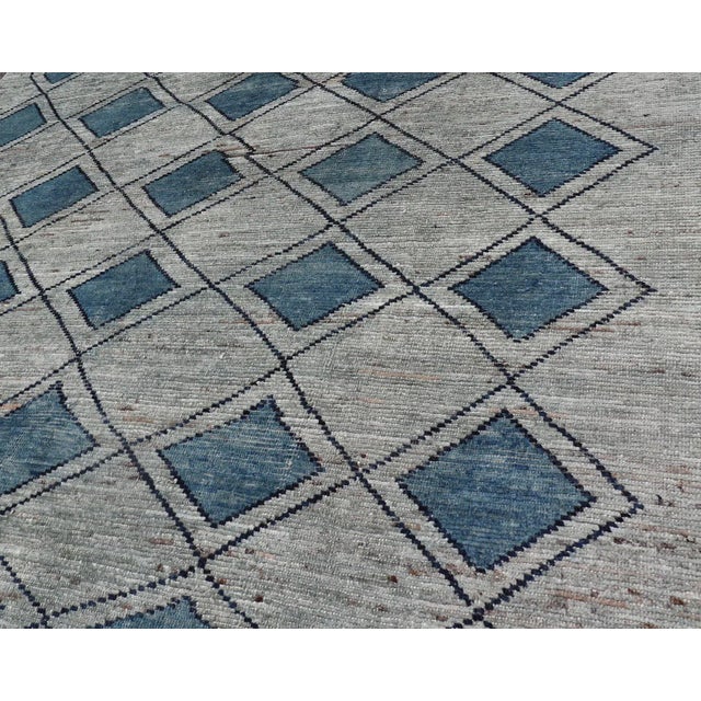 Tribal Modern Design Tribal Rug by Keivan Woven Arts With Diamond Pattern For Sale - Image 3 of 12