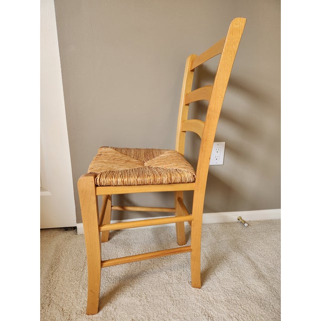 Vintage Crate & Barrel Ladderback Dining Side Chair With Rush Seat For Sale In Denver - Image 6 of 12