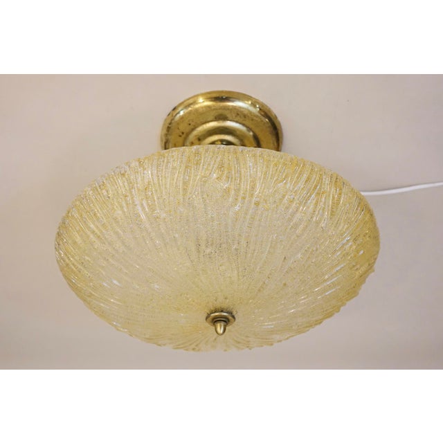 Art Deco Art Deco Thick Slag Glass Lalique Style Saucer Light Hanging Ceiling Lamp 1930's For Sale - Image 3 of 13
