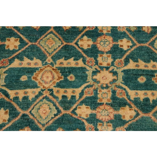 Classic Ziegler Green Nude Hand-Knotted Wool Rug - 9'3'' X 11'11'' For Sale - Image 4 of 7