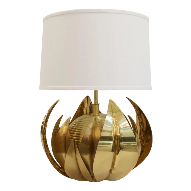 Single Italian Mid-Century Brass Table Lamp , 1950's For Sale