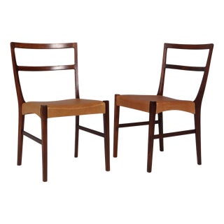 Dining Chairs in Rosewood and Leather Upholstery attributed to Johannes Andersen For Sale