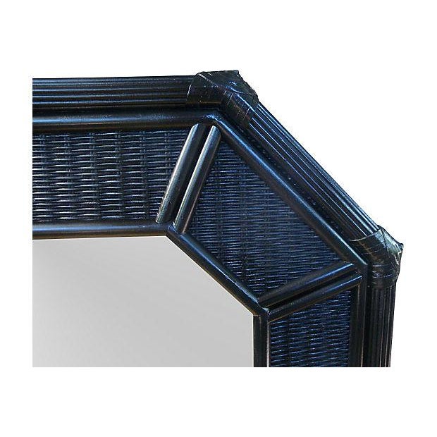 Black Rattan Mirror Octagonal Chinoiserie Asian Wicker 42" X 36" Chairish