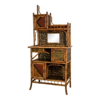 French Bamboo & Lacquer Cabinet Etagere, 19Th. Century. For Sale