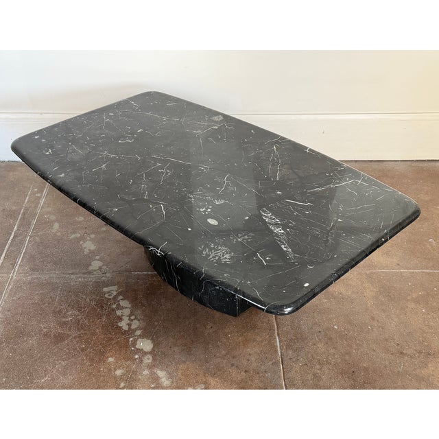 Black Vintage 1980's Black Marble Coffee Table For Sale - Image 8 of 14