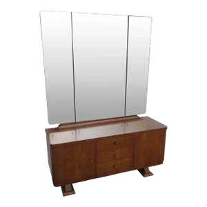 French Deco Early 1900s Vanity Makeup Table With Mirror