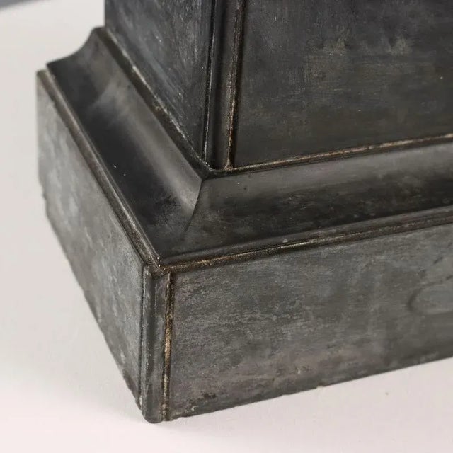 Antique Desk Clock in Black Marble, Metal and Glass, 19th Century For Sale - Image 6 of 11