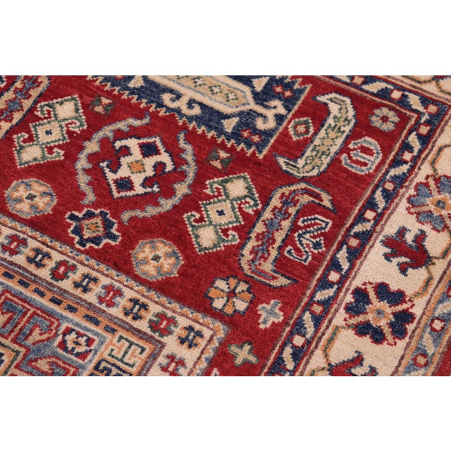 Southwestern Kazak Red/Beige Wool Rug - 3'1''x5'0'' For Sale - Image 4 of 10