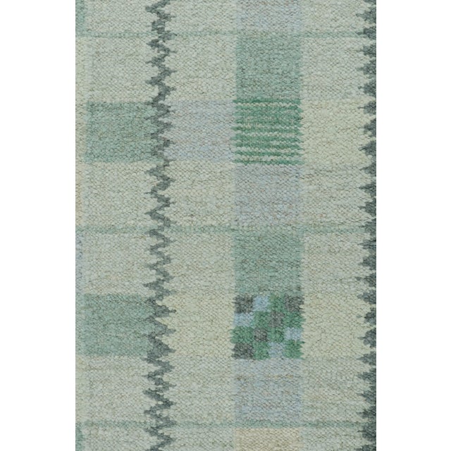 Mid-Century Modern Rug & Kilim’s Scandinavian Style Kilim With Patterns in Grey, Blue & Green For Sale - Image 3 of 7