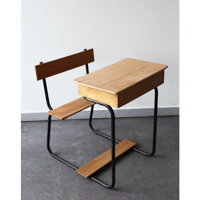 Vintage Wooden School Desk For Sale - Image 6 of 9