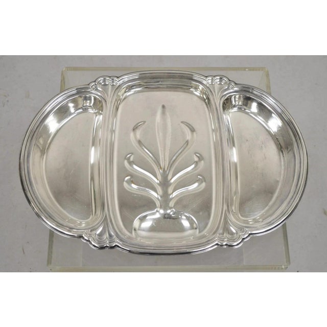 Silver English Victorian 3 Section Silver Plated Meat Cutlery Serving Platter Tray For Sale - Image 8 of 8