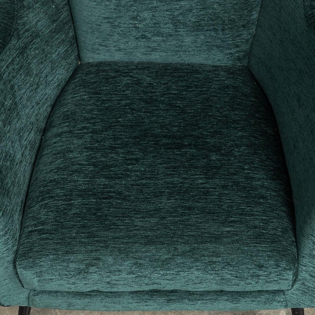 Textile Mid-Century Italian Green Fabric & Brass Armchairs, 1950s, Set of 2 For Sale - Image 7 of 18