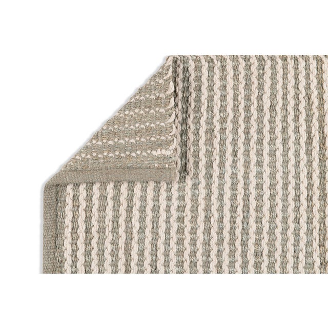 Part & Parcel Goods Textured Scallop Stripe Rug, 5'x8', Sky Blue and Eggshell For Sale - Image 4 of 4