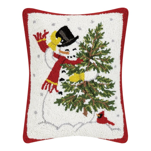 Snowman Hook Pillow 14" x 18" For Sale