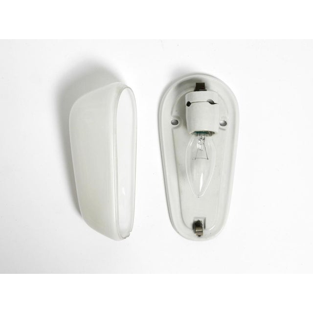 White Mid-Century Modern Wagenfeld Glass Ceramic Wall Lamp by Wilhelm Wagenfeld for Lindner, 1950s For Sale - Image 8 of 12