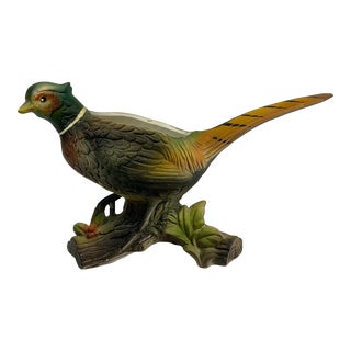 Mid-Century Trompe L’Oeil Americana Rustic Ensesco Porcelain Pheasant Planter. For Sale