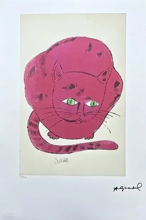 After Andy Warhol, Cat Sam Dark Pink, 1980s, Lithograph