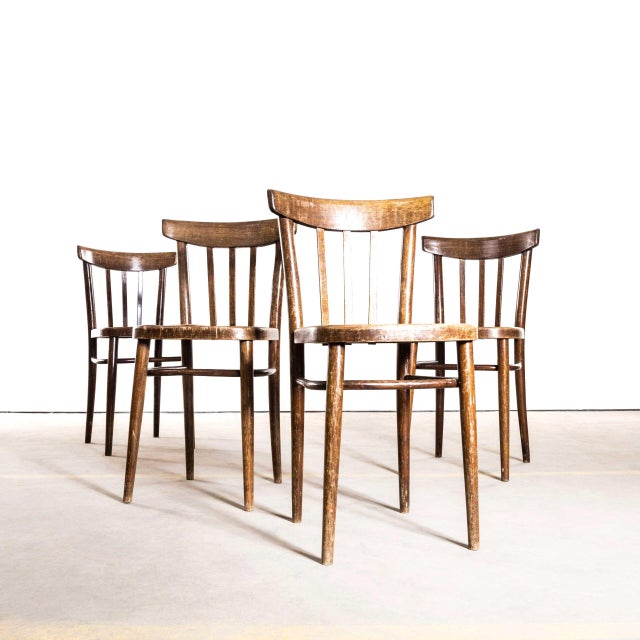Brown Tall Bentwood Dining Chairs by Ton, 1950s, Set of 4 For Sale - Image 8 of 8