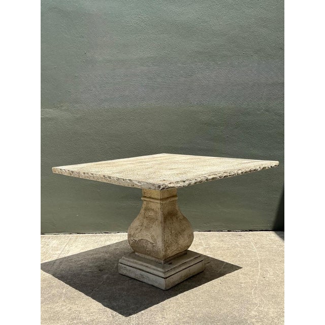 Vintage Square Stone Top Pedestal Dining Table For Sale - Image 11 of 15