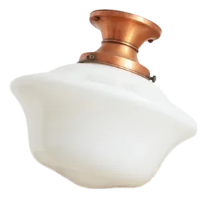 Vintage Church Opaline Flush Ceiling Lights, 1930s, Set of 2