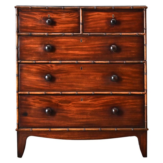 Campaign English 19th Century Mahogany Chest of Drawers For Sale - Image 3 of 11