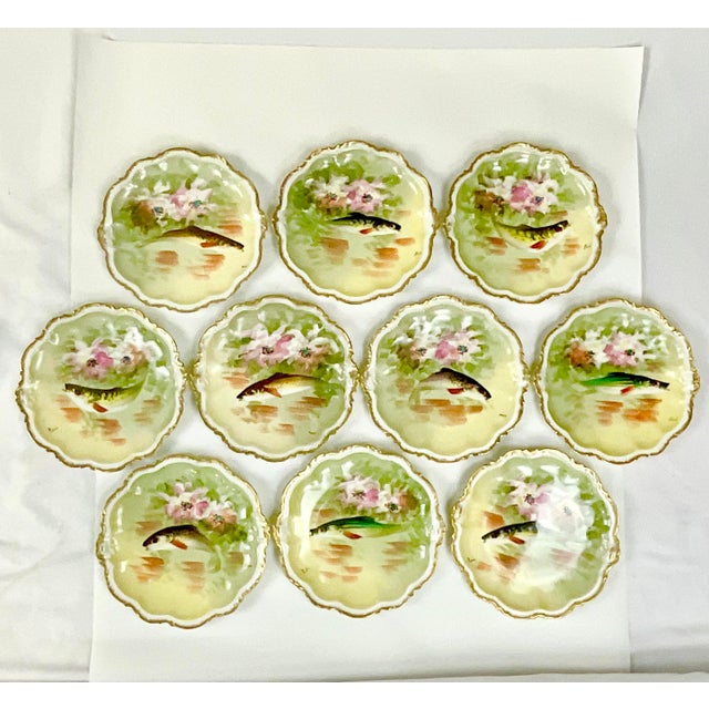 1800s Antique French Limoges Porcelain George Borgfeldt Fish Game Dinnerware Set - 13 Pieces, Service for 10. For Sale - Image 9 of 18