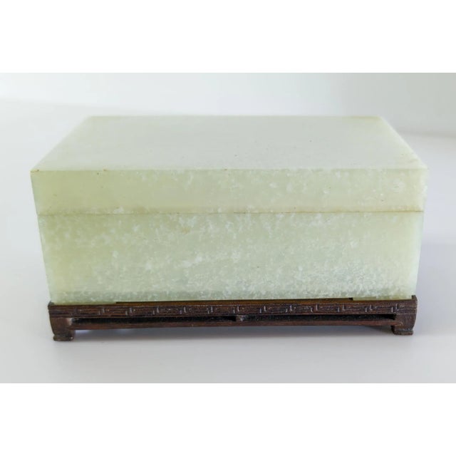 19th Century or Earlier Chinese Translucent Celadon Nephrite Jade Box For Sale - Image 4 of 12