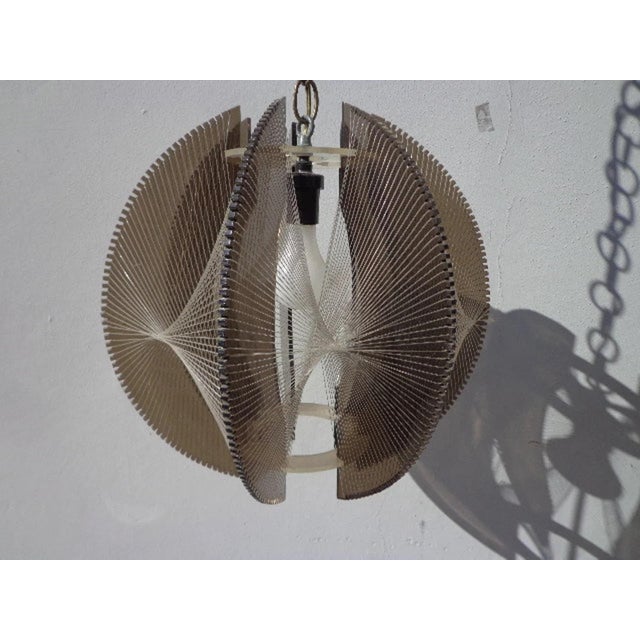 White Mid Century Lucite Pendant Light Chandelier Paul Secon Sompex Fixture For Sale - Image 8 of 10