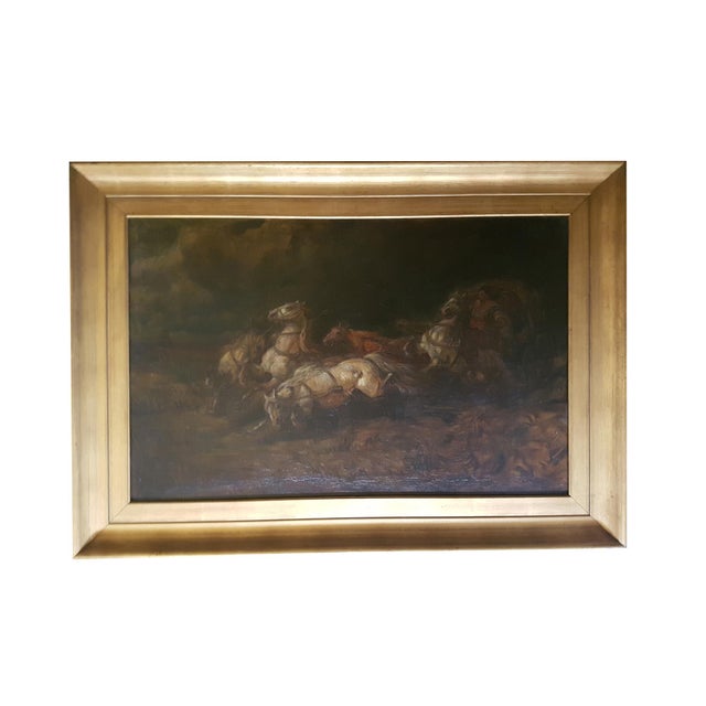 H. Post, 5 Horse Carriage/Team, Oil Painting, Early 20th Century, Framed For Sale - Image 13 of 14